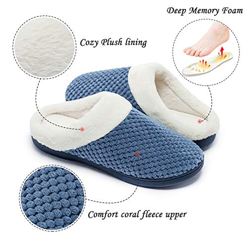 Kuako Zapatillas de Estar por casa con Forro de vellón para Mujer Antideslizantes Espuma de Memoria para Interiores Zapatos cálidos acogedores de la casa