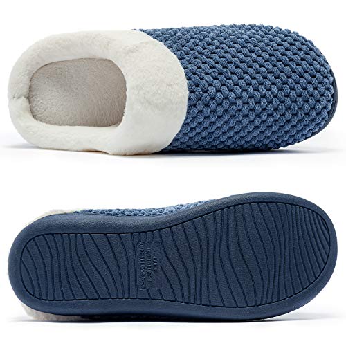 Kuako Zapatillas de Estar por casa con Forro de vellón para Mujer Antideslizantes Espuma de Memoria para Interiores Zapatos cálidos acogedores de la casa