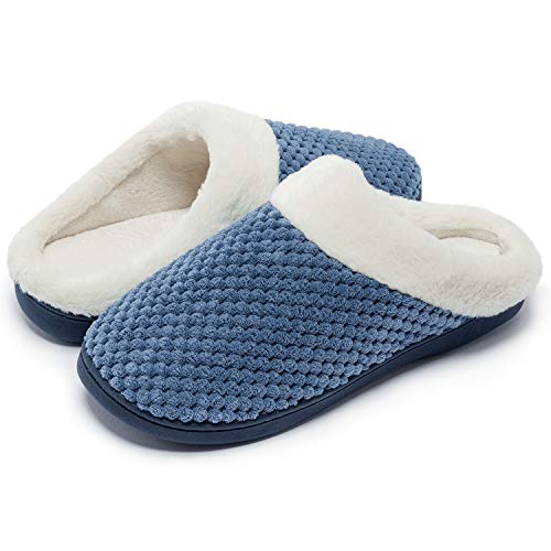 Kuako Zapatillas de Estar por casa con Forro de vellón para Mujer Antideslizantes Espuma de Memoria para Interiores Zapatos cálidos acogedores de la casa