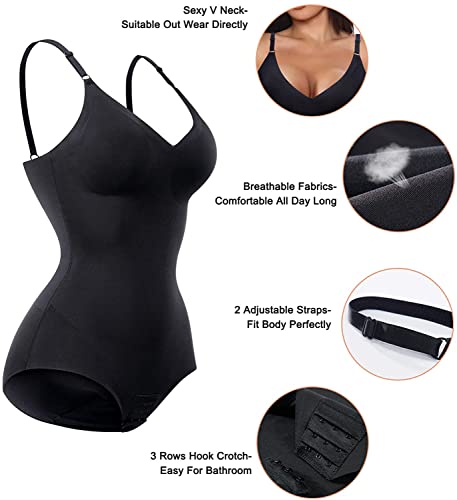 KUMAYES Bodysuit - Faja de compresión para Mujer, Negro , M