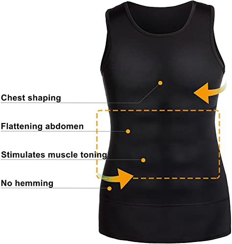KUMAYES Camiseta Reductora Hombre Compresión Fajas Moldeadora Adelgazantes Faja Reductora Camiseta elástica para Abdomen Ropa Interior Reductora