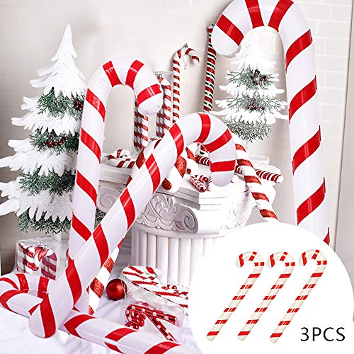 kungfu Mall 3PCS 90CM Bastones de Caramelo inflables Novedad Gigante Candy Cane Stick Inflable para la decoración de Navidad