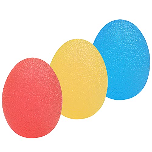 Kurtzy Pelotas Antiestres Terapia Mano TPE con 3 Niveles de Resistencia (Pack de 3) Bolas Mano Alivio del Estrés, Masaje y Fortalecimiento – Puntos Gatillo Miofasciales – Suave, Mediano y Firme