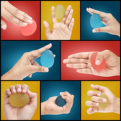 Kurtzy Pelotas Antiestres Terapia Mano TPE con 3 Niveles de Resistencia (Pack de 3) Bolas Mano Alivio del Estrés, Masaje y Fortalecimiento – Puntos Gatillo Miofasciales – Suave, Mediano y Firme