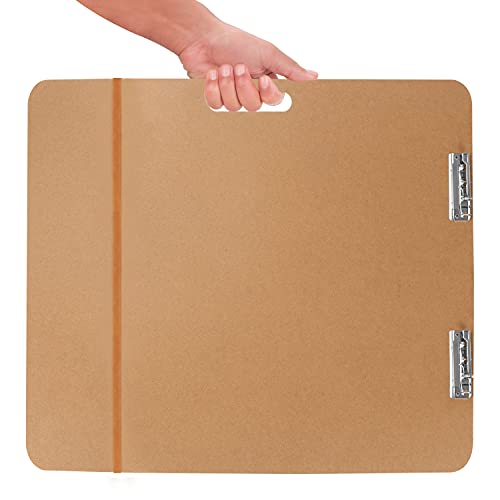 Kurtzy Tablero de Dibujo Grande para Artistas 66 x 58,3 cm - Tablero Madera Portátil con Asa y Dos Pinzas Sujeta Papeles – Pintar, Bocetos y Dibujos – Estudio, Clases de Arte y Oficinas
