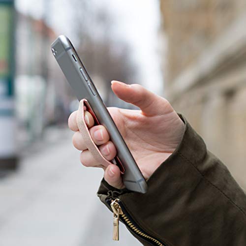 kwmobile Agarre elástico para móvil - Banda de sujeción para Dedos - Correa Trasera Compatible con iPad Samsung Galaxy S6 Sony Xperia - Rosa Oro