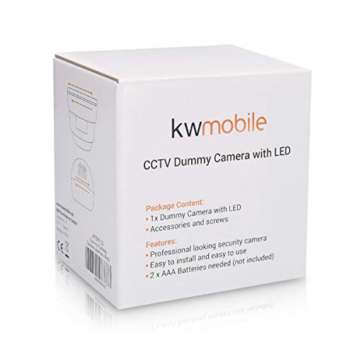 kwmobile Cámara de vigilancia Falsa - Cámara simulada de Seguridad con luz LED Parpadeante - Cámara disuasoria para Exterior e Interior - Blanca