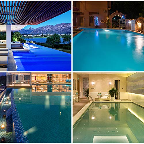 KWODE Luz de piscina, 36W PAR 56 LED Lámpara de luz subacuática para piscina, Luz blanca impermeable para estanque de piscina interior al aire libre, 6000K DC 12V