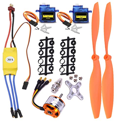 Kyrio RC A2212 1400KV Motor sin escobillas 30A ESC Motor SG90 Micro Servo 8060 Juego de hélice para avión RC Quadcopter Avión de ala fija Helicóptero
