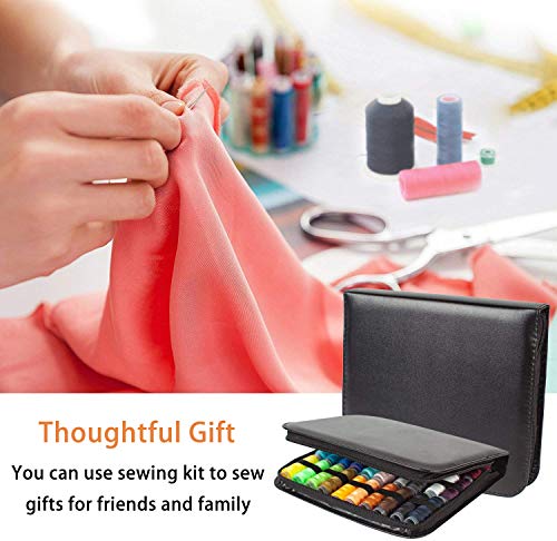 KZGRIT Kit de Costura, Costurero con 112 Piezas Accesorios Premium y Funda de Transporte para Inicio/Viaje/Adultos/Niños/Principiantes/Uso de Emergencia(Negro)