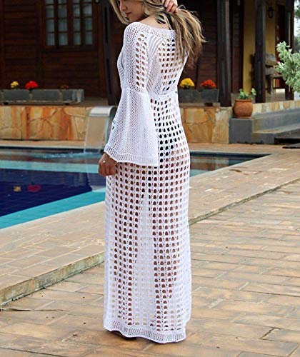 L-Peach Crochet Cárdigan de Punto Pareo de Playa Bikini Cover Up para Mujer