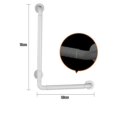 L Tipo Acero Inoxidable Antideslizante Barrera Barandilla de Baño Barandilla Incapacitados Para Personas Mayores Caja Fuerte ( Color : Blanco , Tamaño : 60*40cm )