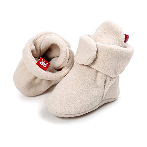 Lacofia Zapatos de calcetín de bebé Invierno Botas Antideslizantes de Suela Blanda para bebé niño o niña Beige 0-6 Meses