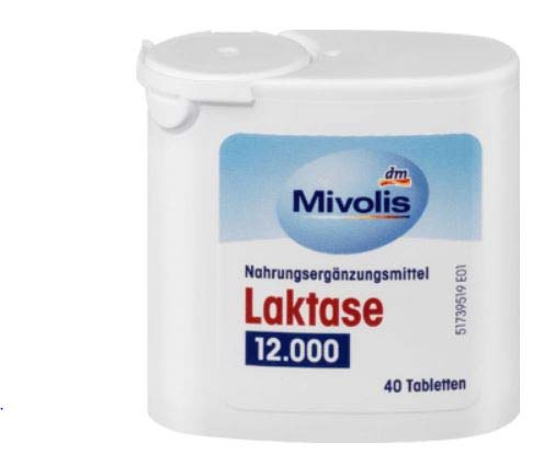 Lactasa 12.000 comprimidos - Mejora la digestión del azúcar de la leche en caso de intolerancia a la lactosa - Efecto inmediato - 40 comprimidos