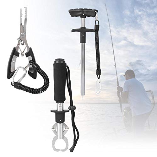 Ladieshow Juego de Herramientas de alicates de Pesca, alicates y Pinzas de señuelo de Pesca de Acero Inoxidable con removedor de Anzuelo para Juego de Herramientas de Pesca en Barco