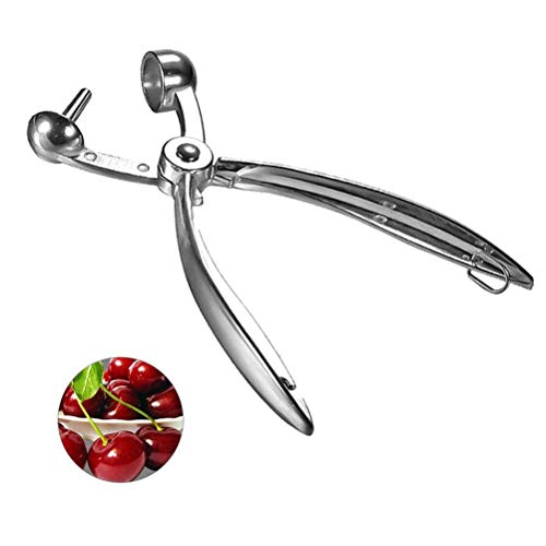 Lalone Deshuesador de Cerezas,Longitud: 18,5 cm, deshuesador de Cerezas y Aceitunas Huesos de Cereza de Acero Inoxidable Utensilios de Cocina para Quitar rápidamente los Huesos de Frutas