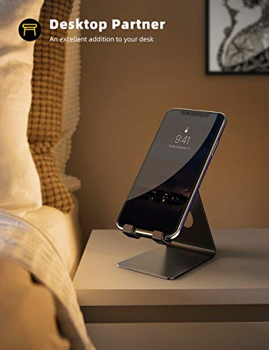 Lamicall Soporte Móvil, Soporte Teléfono - Soporte Dock Base para Teléfono para iPhone 12 Mini, 12 Pro MAX, 11 Pro, XS MAX XR X 8 7 6 Plus 5 SE, Samsung S10 S9 S8, Huawei, Otras Smartphones - Negro