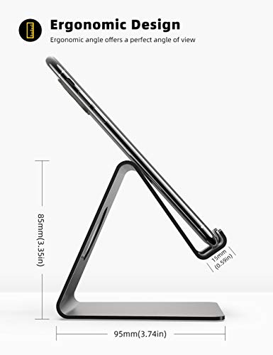Lamicall Soporte Móvil, Soporte Teléfono - Soporte Dock Base para Teléfono para iPhone 12 Mini, 12 Pro MAX, 11 Pro, XS MAX XR X 8 7 6 Plus 5 SE, Samsung S10 S9 S8, Huawei, Otras Smartphones - Negro