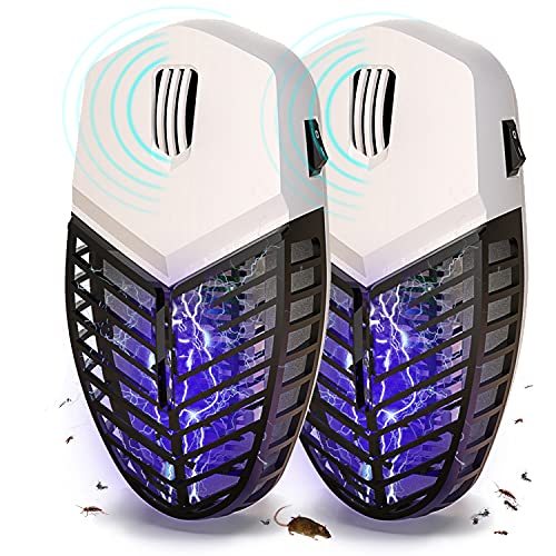 Lámpara antimosquitos eléctrica, repelente de insectos por ultrasonidos, control de plagas, elimina rápidamente de ratones, hormigas, cucarachas, mosquitos, insectos y arañas de pulgas (blanco)