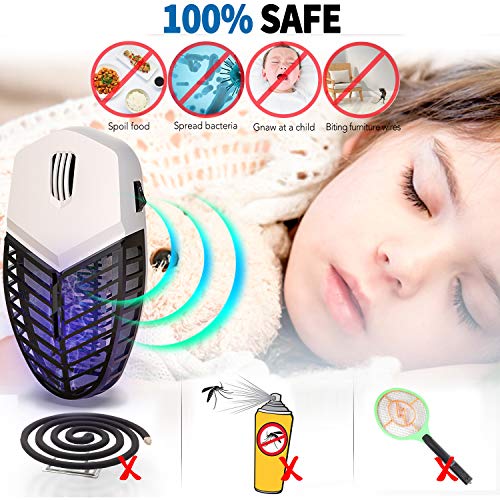 Lámpara antimosquitos eléctrica, repelente de insectos por ultrasonidos, control de plagas, elimina rápidamente de ratones, hormigas, cucarachas, mosquitos, insectos y arañas de pulgas (blanco)
