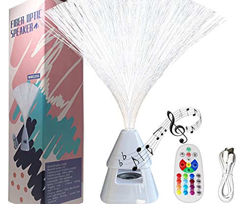 Lámpara de fibra óptica Altavoz inalámbrico con control remoto Luz de noche LED Luz de humor Cambio de color Construido en batería recargable