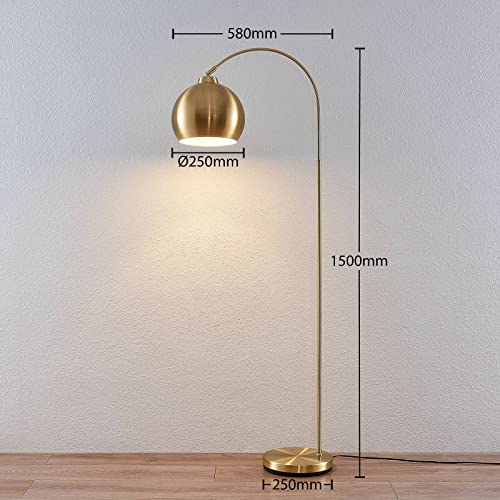 Lámpara de pie LED 'Moisia' en Dorado hecho de Metal e.o. para Salón & Comedor (1 llama, E27) de Lindby | lámpara de pie LED