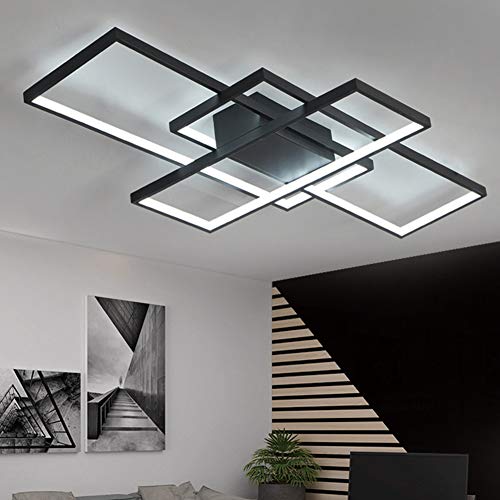 Lámpara de Techo Moderna LED Regulable Plafón para sala de Estar Lámpara Acrílico De 3 Rectangular De Diseño Dormitorio Decoración Lámpara De Techo Cocina oficina Araña de luces Con Control Remoto