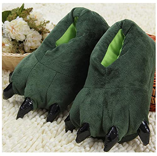 LANFIRE Zapatillas de casa de Felpa Suave Unisex Animal Disfraz de Pata de Garra (S(tamaño del niño 28-34), Verde(Green))