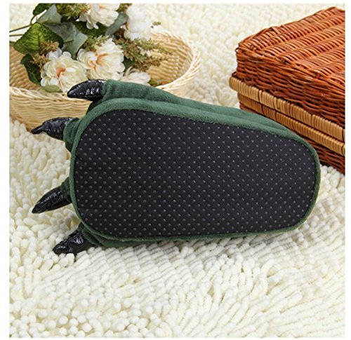 LANFIRE Zapatillas de casa de Felpa Suave Unisex Animal Disfraz de Pata de Garra (S(tamaño del niño 28-34), Verde(Green))