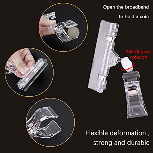 LANGING - 25 unidades, clips de plástico giratorias para carteles, soporte con pinza para etiquetas de identificación, mercancía, anuncios