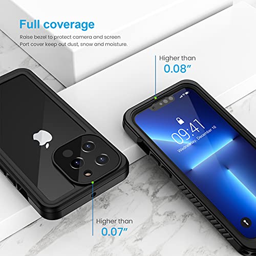 Lanhiem Funda Impermeable iPhone 13 Pro MAX, Carcasa Sumergible Resistente Al Agua IP68 [Protección de 360 Grados], Carcasa para iPhone 13 Pro MAX con tector de Pantalla Incorporado