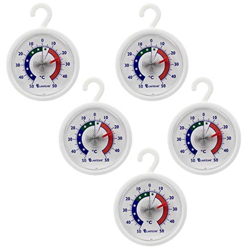 Lantelme Conjunto termómetro 5 pcs. Nevera - congelador - termómetro redondo con gancho para colgar, analógica y bimetálicas. Termómetro digital para nevera juego de fabricación alemana 4951