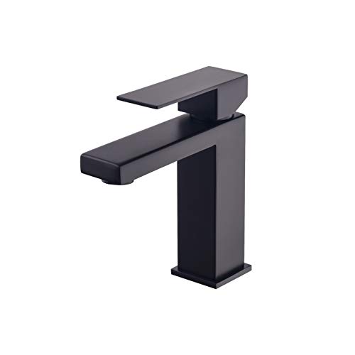 LARDECOR - Grifo de Lavabo de Acero inoxidable - Monomando para Agua Fría y Caliente - TAMUL BLACK (Mod. 4043B)