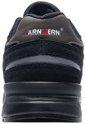 LARNMERN PRO Zapatos de Seguridad Hombre Punta de Acero Zapatos de Trabajo SRC Anti-Deslizante Ligero Transpirables Zapatillas de Seguridad Comodo Calzado de Seguridad Negro Talla 43 EU