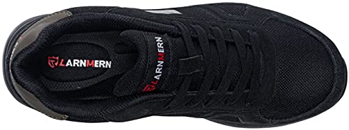 LARNMERN PRO Zapatos de Seguridad Hombre Punta de Acero Zapatos de Trabajo SRC Anti-Deslizante Ligero Transpirables Zapatillas de Seguridad Comodo Calzado de Seguridad Negro Talla 43 EU