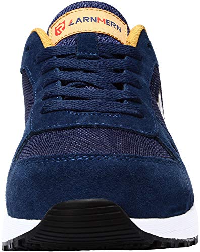 LARNMERN Zapatos de Seguridad Hombre Mujer con Puntera de Acero Zapatilla, Antideslizante ESD Comodos Calzado de Trabajo Industrial (Azul 42 EU)
