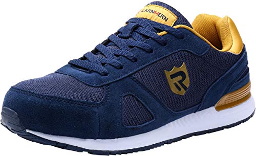 LARNMERN Zapatos de Seguridad Hombre Mujer con Puntera de Acero Zapatilla, Antideslizante ESD Comodos Calzado de Trabajo Industrial (Azul 42 EU)