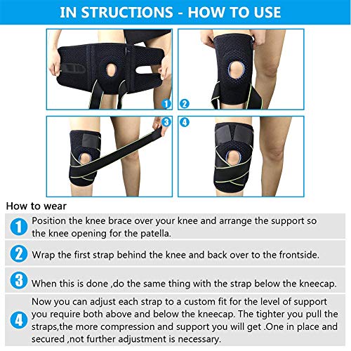 Lazzon Rodilleras Rotuliana de Neopreno, Menisco y Ligamentos Deportivas Ajustable para Ciclismo, Correr, Voleibol, fútbol, Baloncesto (Una talla, Verde (2PCS))