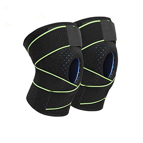 Lazzon Rodilleras Rotuliana de Neopreno, Menisco y Ligamentos Deportivas Ajustable para Ciclismo, Correr, Voleibol, fútbol, Baloncesto (Una talla, Verde (2PCS))