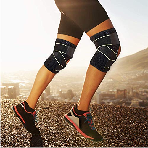 Lazzon Rodilleras Rotuliana de Neopreno, Menisco y Ligamentos Deportivas Ajustable para Ciclismo, Correr, Voleibol, fútbol, Baloncesto (Una talla, Verde (2PCS))