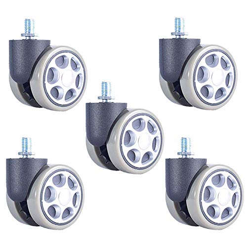 LBBZJM Castor Ruedas en Movimiento de Repuesto de 60 mm Silla de Oficina Caster Ruedas giratorias Ruedas giratorias Muebles de ricino Rueda Ruedas M10 Ruedas 5 × Tranquilo for Pisos Duros