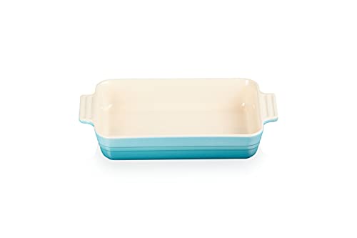 Le Creuset Bandeja rectangular, 17 x 26 cm, Para 4 porciones, Cerámica de gres, Azul Caribe