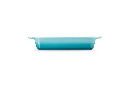 Le Creuset Bandeja rectangular, 17 x 26 cm, Para 4 porciones, Cerámica de gres, Azul Caribe