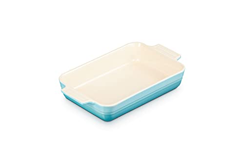 Le Creuset Bandeja rectangular, 17 x 26 cm, Para 4 porciones, Cerámica de gres, Azul Caribe
