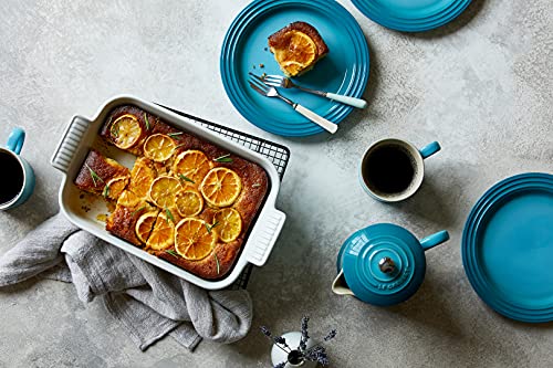 Le Creuset Bandeja rectangular, 17 x 26 cm, Para 4 porciones, Cerámica de gres, Azul Caribe