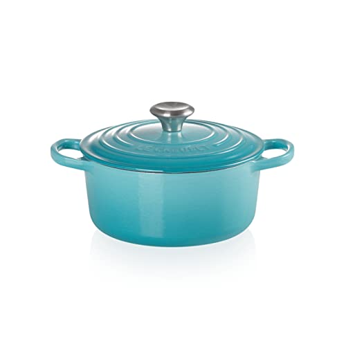 Le Creuset Cocotte Evolution de hierro fundido con tapa, Ø 24 cm, Redonda, Todas las fuentes de calor incl. inducción, 4.2 l, Azul Caribe