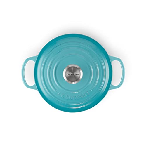 Le Creuset Cocotte Evolution de hierro fundido con tapa, Ø 24 cm, Redonda, Todas las fuentes de calor incl. inducción, 4.2 l, Azul Caribe