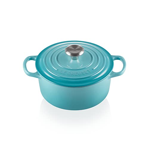 Le Creuset Cocotte Evolution de hierro fundido con tapa, Ø 24 cm, Redonda, Todas las fuentes de calor incl. inducción, 4.2 l, Azul Caribe