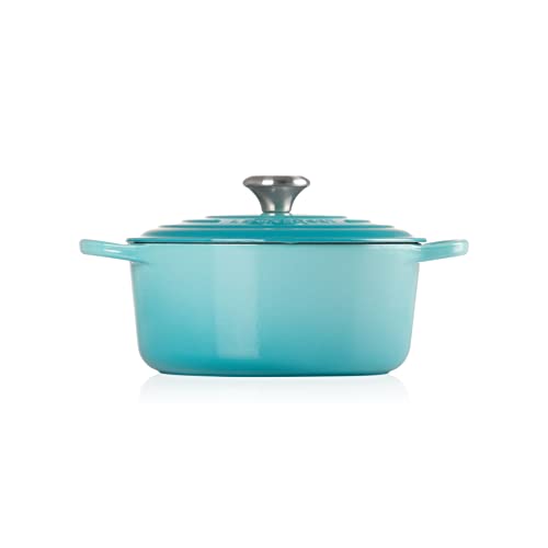 Le Creuset Evolution Cocotte con Tapa, Redonda, Todas Las Fuentes de Calor Incl. inducción, 5,3 l, Hierro Fundido, Azul(Caribe), 26 cm
