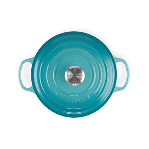 Le Creuset Evolution Cocotte con Tapa, Redonda, Todas Las Fuentes de Calor Incl. inducción, 5,3 l, Hierro Fundido, Azul(Caribe), 26 cm